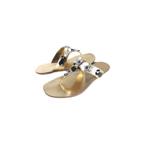 PRADA SHOES Womens 37.5 Rhinestone Thong Slide Sandals *EXCELLENT* SZ 7 - Picture 1 of 15